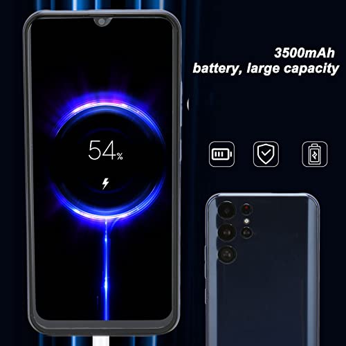 ASHATA Unlocked Phone, 6.52 Inch Drop Screen Face Recognit Smartphone, Dual SIM Card, 4GB RAM 64GB ROM, S22 Ultra Pro 3G Gaming Cellphone for Android 11(Blue)