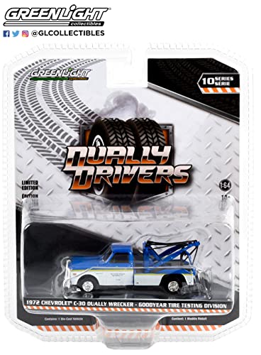 Greenlight 46100-B Dually Drivers Series 10 - 1972 Chevy C-30 Dually Wrecker - Tire Testing Division 1:64 Scale Diecast