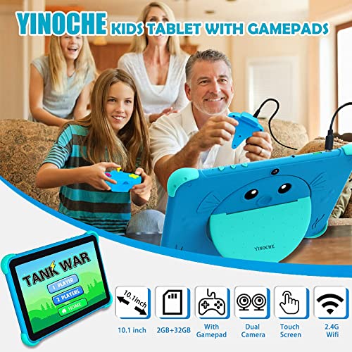 YINOCHE Kids Tablet Android Toddler Tablet for Kids Tablets for Kids 2GB+32GB with Gamepad Support Parental Control Children's Tablet Dual Cameras,Games, Kid Proof Case Netflix YouTube