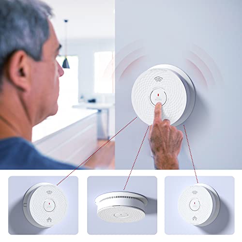 Siterlink Hardwired Interconnected Smoke Detector Carbon Monoxide Detector Combo, 2 in 1 Smoke and CO Detector with 2 AA Batteries Back Up, AC Smoke and CO Alarm, Voice Alert, Self-Check, 6 Pack
