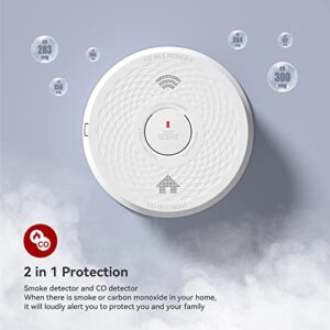 Siterlink Hardwired Interconnected Smoke Detector Carbon Monoxide Detector Combo, 2 in 1 Smoke and CO Detector with 2 AA Batteries Back Up, AC Smoke and CO Alarm, Voice Alert, Self-Check, 6 Pack