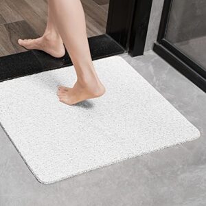 HITSLAM Shower mat Non Slip, 24 x 24 Inch Bathtub Mat Non Slip with Drain, Soft PVC Loofah Shower Bath Mat for Tub, Quick Drying Bathroom Shower Mat, White