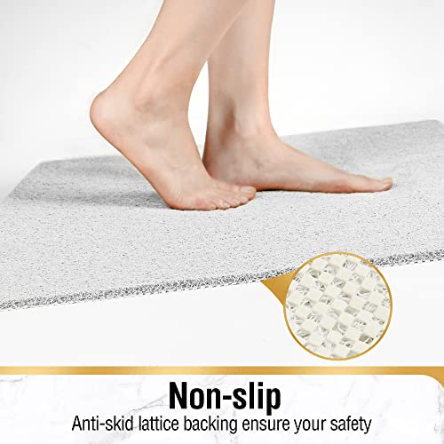 HITSLAM Shower mat Non Slip, 24 x 24 Inch Bathtub Mat Non Slip with Drain, Soft PVC Loofah Shower Bath Mat for Tub, Quick Drying Bathroom Shower Mat, White