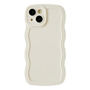 caseative solid color curly wave frame soft compatible with iphone case (white,iphone 13 pro max)