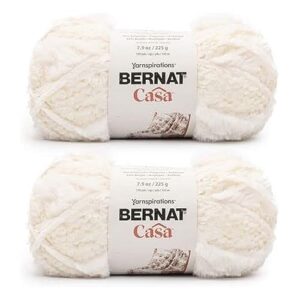 bernat casa cream yarn - 2 pack of 226g/8oz - polyester - 6 super bulky - knitting, crocheting & crafts