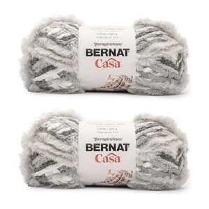 bernat casa gray cloud yarn - 2 pack of 226g/8oz - polyester - 6 super bulky - knitting, crocheting & crafts