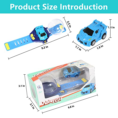 30M Remote Control Distance LED Mini Remote Control Car Watch Toys, Tiktok Watch Car Toys, 2.4 GHz Racing USB Charging RC Small Car, Toys Gifts for 3-8 Year Old Boys Girls Kids (Blue Sports car 2)