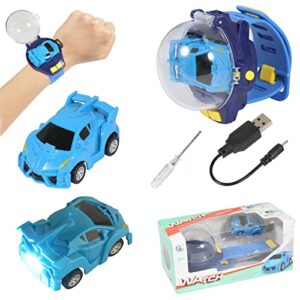 30m remote control distance led mini remote control car watch toys, tiktok watch car toys, 2.4 ghz racing usb charging rc small car, toys gifts for 3-8 year old boys girls kids (blue sports car 2)