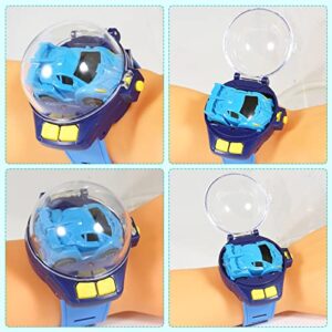 30M Remote Control Distance LED Mini Remote Control Car Watch Toys, Tiktok Watch Car Toys, 2.4 GHz Racing USB Charging RC Small Car, Toys Gifts for 3-8 Year Old Boys Girls Kids (Blue Sports car 2)