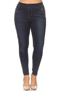 jvini women's pull-on skinny jeans stretch skinny denim jeggings classic dark blue size 3xl