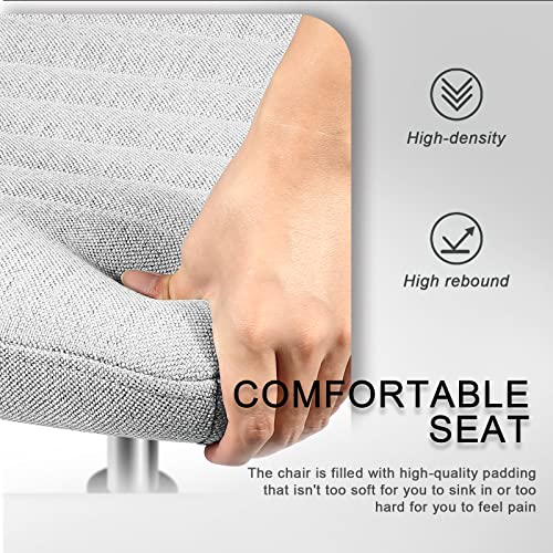 LEMBERI Fabric Padded Desk Chair No Wheels, Armless Wide Swivel,120°Rocking Mid Back Ergonomic Computer Task Vanity Chairs for Office, Home, Make Up,Small Space, Bed Room,Gray