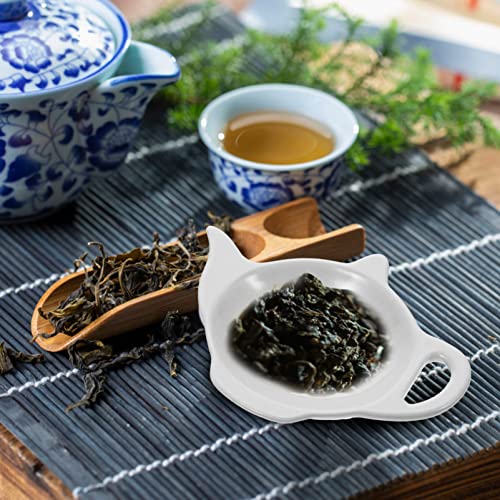 Operitacx Ceramic Teabag Coasters Tea Bag Storage Plate Teabag Caddy Holder Classic Tea Saucer Spoon Rest Seasoning Dish for Home Tea Party Favor