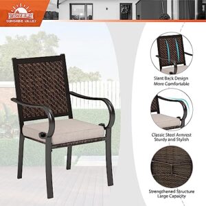 SUNSHINE VALLEY Patio Dining Set for 6, Outdoor Dining Furniture Set with 1 Dining Table 4 Wicker Patio Chairs with Cushion and 2 Swivel Patio Chairs with Cushion for Lawn Garden Backyard