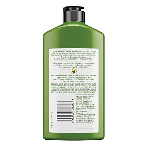 John Frieda Detox and Repair Shampoo, 8.45 Ounce Shampoo with Nourishing Avocado Oil and Green Tea