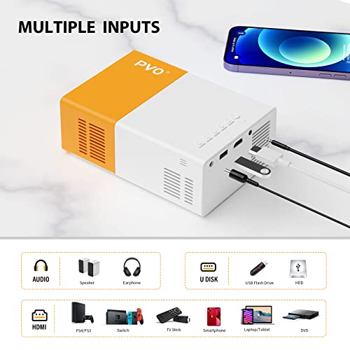 HD Projector, Support 1080P WiFi Projector, PVO 230" Portable Movie Projector