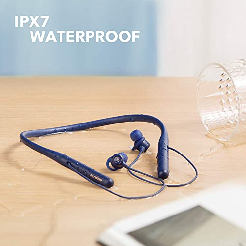 Bluetooth Neckband Headphones with 24 Hours Playtime, 10mm Drivers, Features Clear Calls, USB-C Fast Charging, Foldable and Lightweight Construction, IPX7 Water Resistant