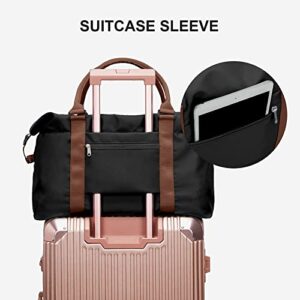 Sport Travel Duffle Bag Large Gym Tote Bag for Women, Weekender Bag Carry on Bag for Airplane, Ladies Beach Bag Overnight Bag Luggage Bag with Wet Bag Black Large Hospital Bag for Labor and Delivery