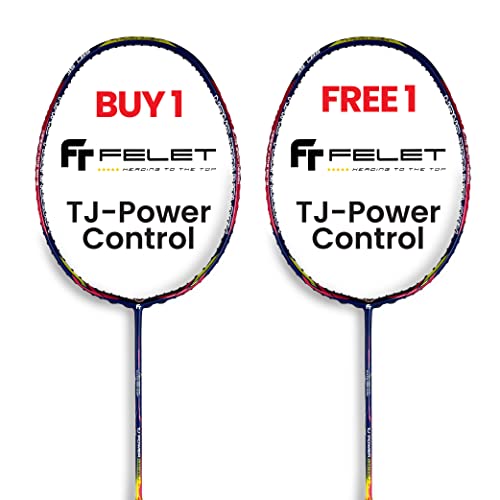 2X FELET TJ Power-Control (Blue Red) Badminton Racket - 3 in 1 Combination Frame with Japan Hot Melt Graphite, 35lbs Max Tension (4UG1) | Buy 1 Free 1