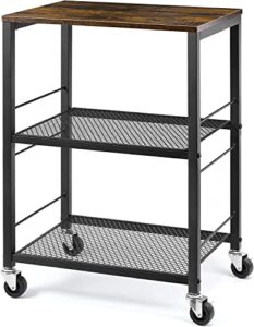liantral 3 tier rolling cart, kitchen carts on wheels with storage and steel frame, multifunctional utility cart for kitchen, bathroom, living room, bar, office (16.5'' * 12.6'')