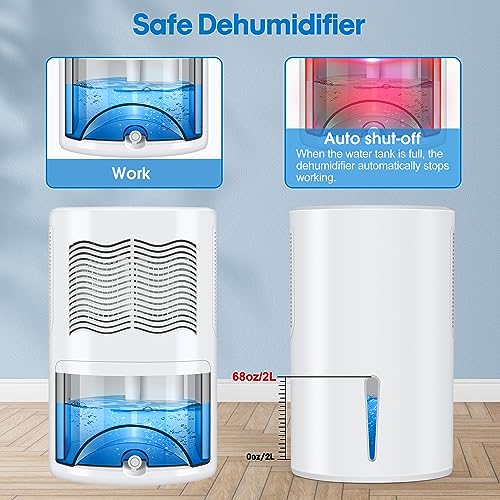 COSVII Upgraded Dehumidifier for Home & Bedroom - Quiet, Portable Dehumidifier with 800 sq ft Coverage, Auto Shut-Off, 68oz Capacity, Perfect for Bathroom, Basement, RV Dehumidifiers