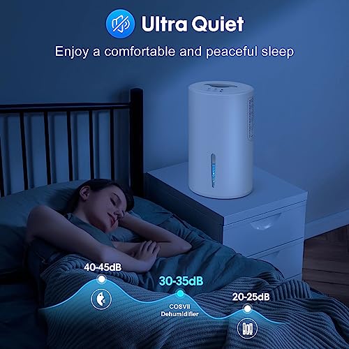 COSVII Upgraded Dehumidifier for Home & Bedroom - Quiet, Portable Dehumidifier with 800 sq ft Coverage, Auto Shut-Off, 68oz Capacity, Perfect for Bathroom, Basement, RV Dehumidifiers