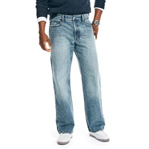 Nautica mens Nautica Authentic Loose Denim Jeans, Basalt Lake Wash, 30 US