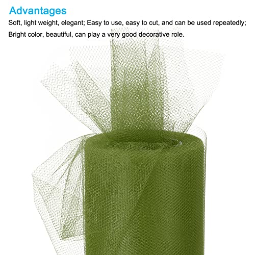 MECCANIXITY Tulle Ribbon Rolls Netting Fabric Spools 6 inch 25 Yards Olive Green for Christmas Wrapping Wedding DIY Crafts