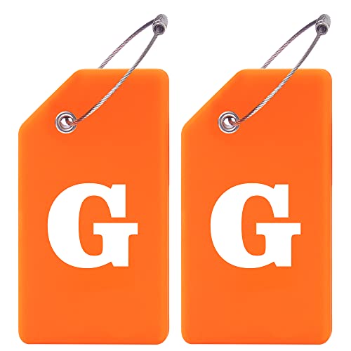 2 Pack Initial Letter Silicone Luggage Tag Baggage Handbag School Bag Suitcase Instrument Tag Orange by Gostwo (G)