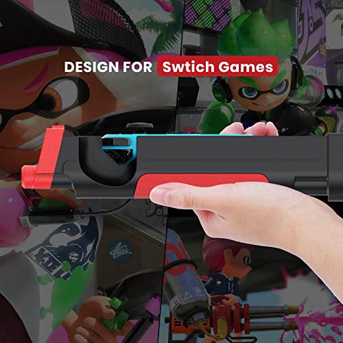 CODOGOY Shooting Game Gun Controller Compatible with Switch/Switch OLED Joy-Con, Hand Grip Motion Controller for Nintendo Switch Shooter Hunting Games (Black+Red)