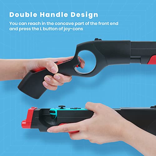 CODOGOY Shooting Game Gun Controller Compatible with Switch/Switch OLED Joy-Con, Hand Grip Motion Controller for Nintendo Switch Shooter Hunting Games (Black+Red)