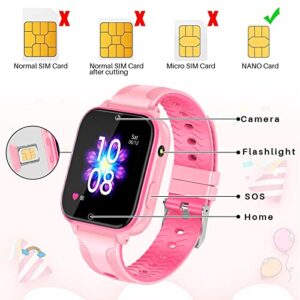 cjc 4G Kids Smart Watch for Kids, 1.6" Smartwatch with GPS Tracker SOS 2 Way Call Camera Voice & Video Call, HD Touch Screen Kid Watch Phone, Christmas Birthday Gifts for Age 3-15 Boys Girls (Pink)