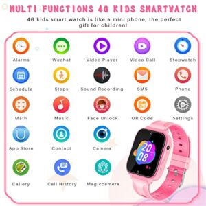 cjc 4G Kids Smart Watch for Kids, 1.6" Smartwatch with GPS Tracker SOS 2 Way Call Camera Voice & Video Call, HD Touch Screen Kid Watch Phone, Christmas Birthday Gifts for Age 3-15 Boys Girls (Pink)