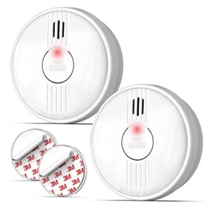 smoke detector, guardryshely fire alarms smoke detectors with photoelectric sensor, smoke detector battery included with silence function and low battery signal, fire alarm gw206c for home, 2 packs