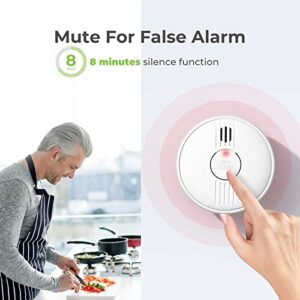 Smoke Detector, GuardryShely Fire Alarms Smoke Detectors with Photoelectric Sensor, Smoke Detector Battery Included with Silence Function and Low Battery Signal, Fire Alarm GW206C for Home, 2 Packs