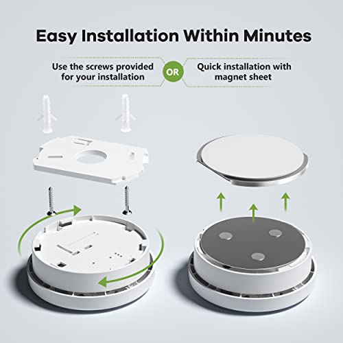 Smoke Detector with Photoelectric Sensor, Fire Alarms Smoke Detector 10 Year Battery Operated with LED Indicator & Silence Button, Smoke Alarm for Home and Kitchen GW208B, 2Packs