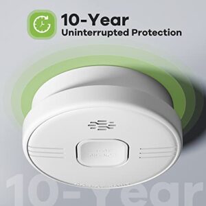 Smoke Detector with Photoelectric Sensor, Fire Alarms Smoke Detector 10 Year Battery Operated with LED Indicator & Silence Button, Smoke Alarm for Home and Kitchen GW208B, 2Packs