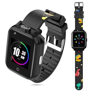 cjc kids smart watches for boys girls ages 3-15, kids gps tracker watches 1.4" touchscreen watch with video chat 3-way call phone watch christmas birthday gift for boys girls(black)