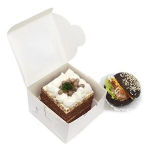 Wei Long 30pcs 4 Inches Bakery Boxes Cookie Boxes Cake Boxes with Window 4x4x2.5 Inches Pastry Treat Boxes for Mini Cakes Cupcakes Candy Chocolate Strawberries Muffins Donuts (Brown)