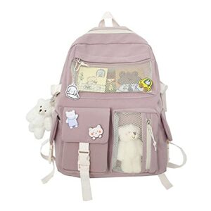 dearsee kawaii backpack with pins and accessories, cute aesthetic backpack aesthetic