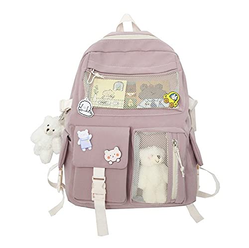 Dearsee Kawaii Backpack with Pins and Accessories, Cute Aesthetic Backpack Aesthetic