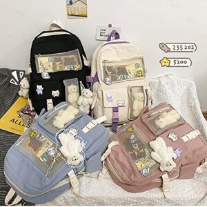 Dearsee Kawaii Backpack with Pins and Accessories, Cute Aesthetic Backpack Aesthetic