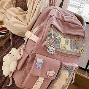 Dearsee Kawaii Backpack with Pins and Accessories, Cute Aesthetic Backpack Aesthetic