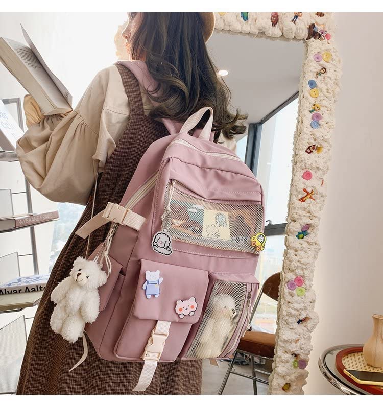 Dearsee Kawaii Backpack with Pins and Accessories, Cute Aesthetic Backpack Aesthetic