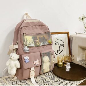 Dearsee Kawaii Backpack with Pins and Accessories, Cute Aesthetic Backpack Aesthetic