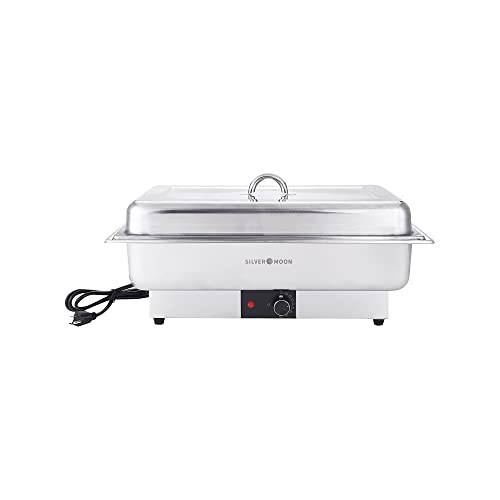 SILVER MOON 9 QT Electric Chafing Dish Buffet Set, Electric Chafer, Stainless Steel Chafing Dish for Buffet, Chafers and Buffet Warmers Sets, Buffet Servers and Food Warmers for Parties