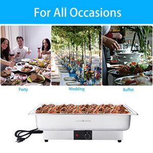 SILVER MOON 9 QT Electric Chafing Dish Buffet Set, Electric Chafer, Stainless Steel Chafing Dish for Buffet, Chafers and Buffet Warmers Sets, Buffet Servers and Food Warmers for Parties