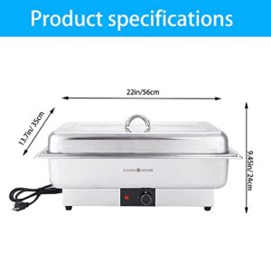 SILVER MOON 9 QT Electric Chafing Dish Buffet Set, Electric Chafer, Stainless Steel Chafing Dish for Buffet, Chafers and Buffet Warmers Sets, Buffet Servers and Food Warmers for Parties