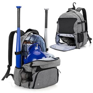 dsleaf baseball backpack with separate shoe space, softball bat bag holds up to 4 bats, hence hook and multi pockets for essentials
