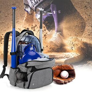 DSLEAF Baseball Backpack with Separate Shoe Space, Softball Bat Bag Holds Up to 4 Bats, Hence Hook and Multi Pockets for Essentials