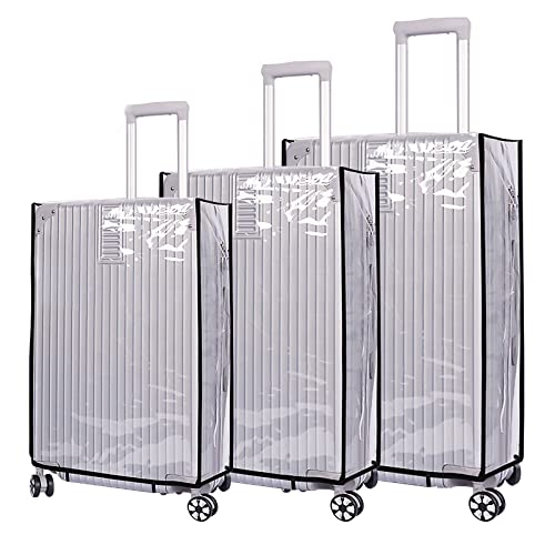 GIVIMO 3 Pieces Clear Luggage Cover 20/24/28 inch Set PVC Luggage Protector Suitcase Cover Waterproof Transparent Cover for Luggage Tsa Approved